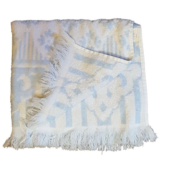 Vintage Cannon 1 Bath Towel Blue Print 43x21" Fringed Cotton Blend Made in USA - Picture 1 of 7